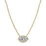 1/2 Carat Marquise Shape Halo Diamond Necklace In 14K Yellow Gold Image-2