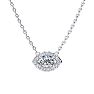 1/3 Carat Marquise Shape Halo Diamond Necklace In 14K White Gold Image-1