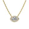 1/3 Carat Marquise Shape Halo Diamond Necklace In 14K Yellow Gold Image-1