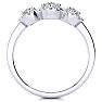1 1/4 Carat Oval Shape Halo Diamond Three Stone Ring In 14K White Gold Image-3