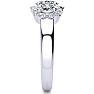 1 1/4 Carat Oval Shape Halo Diamond Three Stone Ring In 14K White Gold Image-4