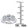 1 1/4 Carat Oval Shape Halo Diamond Three Stone Ring In 14K White Gold Image-5