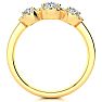 1 1/4 Carat Oval Shape Halo Diamond Three Stone Ring In 14K Yellow Gold Image-3