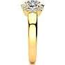 1 1/4 Carat Oval Shape Halo Diamond Three Stone Ring In 14K Yellow Gold Image-4