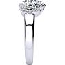 1 Carat Pear Shape Halo Diamond Three Stone Ring In 14K White Gold Image-4