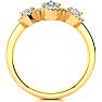 1 Carat Pear Shape Halo Diamond Three Stone Ring In 14K Yellow Gold Image-3