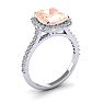 3 1/2 Carat Cushion Cut Morganite and Halo Diamond Ring In 14K White Gold, SIZE 4.5 Image-2