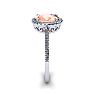 1 1/3 Carat Oval Shape Morganite and Halo Diamond Ring In 14 Karat White Gold, Size 5 Image-3