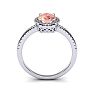 1 1/3 Carat Oval Shape Morganite and Halo Diamond Ring In 14 Karat White Gold, Size 5 Image-4