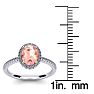 1 1/3 Carat Oval Shape Morganite and Halo Diamond Ring In 14 Karat White Gold, Size 5 Image-5
