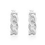 Elegant Diamond Hoop Earrings, Rhodium Plated Overlay, 3/4 Inch
 Image-2