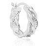 Elegant Diamond Hoop Earrings, Rhodium Plated Overlay, 3/4 Inch
 Image-3