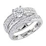 1 1/2ct Round Diamond Bridal Set, 14k White Gold Image-2