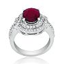 Eye-Catching 4.12ct Oval Ruby and Diamond Ring in 14k White Gold Image-3