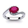 1 3/4 Carat Oval Shape Ruby and Halo Diamond Ring In 14 Karat White Gold Image-1