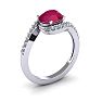 1 3/4 Carat Oval Shape Ruby and Halo Diamond Ring In 14 Karat White Gold Image-2