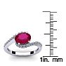 1 3/4 Carat Oval Shape Ruby and Halo Diamond Ring In 14 Karat White Gold Image-5