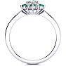 1 1/2 Carat Round Shape Flower Halo Emerald and Diamond Engagement Ring In 14K White Gold Image-3