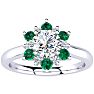 1 1/2 Carat Round Shape Flower Halo Emerald and Diamond Engagement Ring In 14K White Gold Image-1