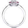 1 1/2 Carat Round Shape Flower Halo Ruby and Diamond Engagement Ring In 14K White Gold Image-3