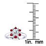 1 1/2 Carat Round Shape Flower Halo Ruby and Diamond Engagement Ring In 14K White Gold Image-5