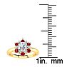 1 1/2 Carat Round Shape Flower Halo Ruby and Diamond Engagement Ring In 14K Yellow Gold Image-5