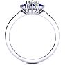 1 1/2 Carat Round Shape Flower Halo Sapphire and Diamond Engagement Ring In 14K White Gold Image-3