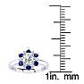 1 1/2 Carat Round Shape Flower Halo Sapphire and Diamond Engagement Ring In 14K White Gold Image-5