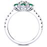 2 Carat Round Shape Flower Halo Emerald and Diamond Engagement Ring In 14K White Gold Image-3