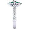 2 Carat Round Shape Flower Halo Emerald and Diamond Engagement Ring In 14K White Gold Image-4
