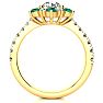 2 Carat Round Shape Flower Halo Emerald and Diamond Engagement Ring In 14K Yellow Gold Image-3
