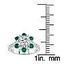 2 Carat Round Shape Flower Halo Emerald and Diamond Engagement Ring In 14K White Gold Image-5