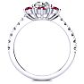 2 Carat Round Shape Flower Halo Ruby and Diamond Engagement Ring In 14K White Gold Image-3
