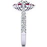2 Carat Round Shape Flower Halo Ruby and Diamond Engagement Ring In 14K White Gold Image-4