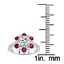 2 Carat Round Shape Flower Halo Ruby and Diamond Engagement Ring In 14K White Gold Image-5