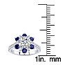 2 Carat Round Shape Flower Halo Sapphire and Diamond Engagement Ring In 14K White Gold Image-5