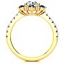 2 Carat Round Shape Flower Halo Sapphire and Diamond Engagement Ring In 14K Yellow Gold Image-3