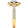 2 Carat Round Shape Flower Halo Sapphire and Diamond Engagement Ring In 14K Yellow Gold Image-4
