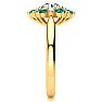 3/4 Carat Round Shape Flower Halo Emerald and Diamond Engagement Ring In 14K Yellow Gold Image-4