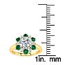 3/4 Carat Round Shape Flower Halo Emerald and Diamond Engagement Ring In 14K Yellow Gold Image-5