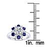 3/4 Carat Round Shape Flower Halo Sapphire and Diamond Engagement Ring In 14K White Gold Image-5