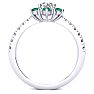 1 Carat Round Shape Flower Halo Emerald and Diamond Engagement Ring In 14K White Gold Image-3