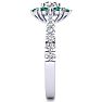 1 Carat Round Shape Flower Halo Emerald and Diamond Engagement Ring In 14K White Gold Image-4
