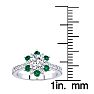 1 Carat Round Shape Flower Halo Emerald and Diamond Engagement Ring In 14K White Gold Image-5