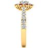 1 Carat Round Shape Flower Halo Ruby and Diamond Engagement Ring In 14K Yellow Gold Image-4