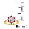 1 Carat Round Shape Flower Halo Ruby and Diamond Engagement Ring In 14K Yellow Gold Image-5