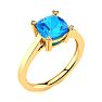 2ct Cushion Cut Blue Topaz and Diamond Ring in 10K Yellow Gold Image-2