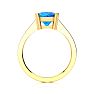 2ct Cushion Cut Blue Topaz and Diamond Ring in 10K Yellow Gold Image-3
