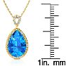3 1/2ct Pear Shaped Blue Topaz and Diamond Necklace In 10K Yellow Gold Image-3