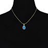 3 1/2ct Pear Shaped Blue Topaz and Diamond Necklace In 10K Yellow Gold Image-4